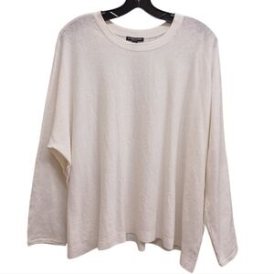 Eileen Fisher Organic Linen Cream Off-White Long Sleeve Top Size 2X